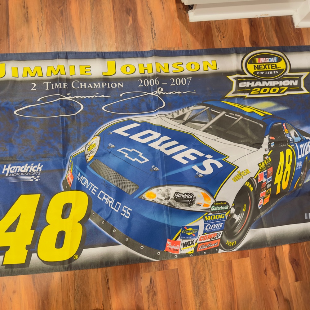 Jimmie Johnson Flag NASCAR Champion Banner 2007 Grommet Double Side Nextel 61x35
